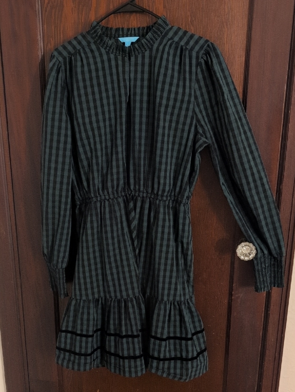 Draper James RSVP Green and Black Plaid Long-Sleeve Dress